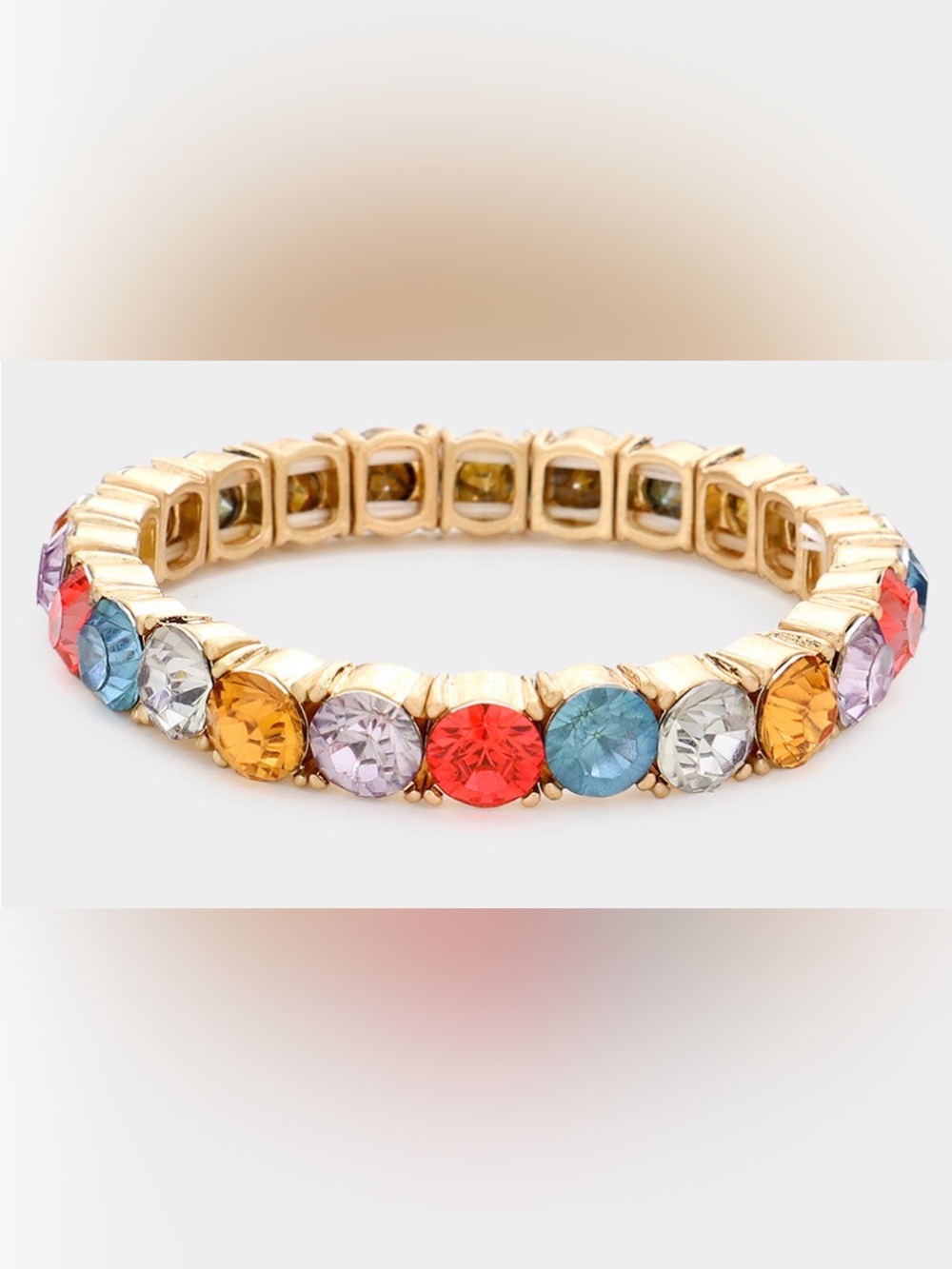 Gold-Tone Multicolor Crystal Stretch Bracelet